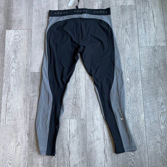 Koral Mens Athletic Performace Tights Size Large Black Gray Cropped - Picture 2 of 4